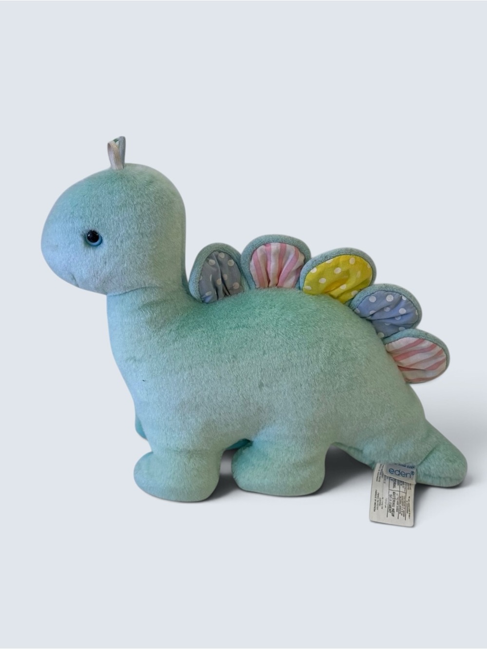 Vintage EDEN Wind-up Dinosaur Plush Head Moving Musical Green Pastel 12"